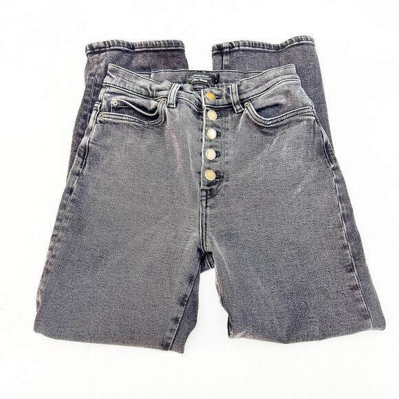 & Other Stories Black Stretch Denim Jeans Button Fly Flared Leg Size 27 - Picture 2 of 9